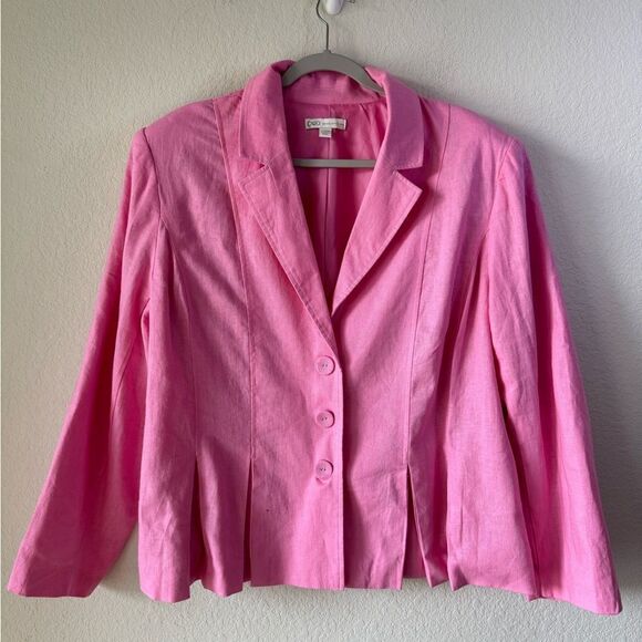 Cato Women’s Pink Linen Blend Pleated Blazer Jacket Sz 18/20W Barbiecore Career - Picture 2 of 8